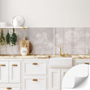 Samoprzylepny panel ścienny do kuchni z polnymi kwiatami w kolorze kredowego beżu - Bloomery Decor