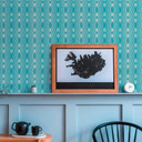 Geometrisk Ikke-vævet tapet creme blå - grafisk tapet i retrostil - vintage tapet med mønster 