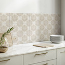Naklejki na płytki Elegancka mandala w kolorze piaskowego złota - Bloomery Decor - Zestaw 12 sztuk)