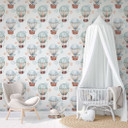 Børnetapet, non-woven tapet med illustration Kids Walls hvid, blå, beige