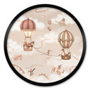 Poster Aventure Animalière en Montgolfière - Oliver Robins - Rond