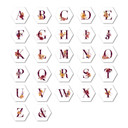Hexagone - Alu-Dibond Lettres alphabet fleuri bordeau