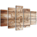5 stykke lærredstryk Love Wood Vintage Brown