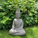 Statuette Bouddha Thai en pierre artificielle gris - 29x18x45 cm