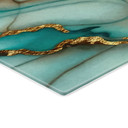 Glasbild Marmorierte Wellen in Türkis und Gold - Haase - Panorama
