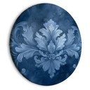 Rundes Leinwandbild Ornament in Blau