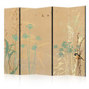 Paravent, Raumteiler freistehend, Trennwand - Tiny Bird - Colorful Grasses in Golden Shades of Sunse