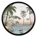 Plakat Kikki Belle - Flamingo Oasis - okrągły