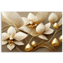 Leinwandbild 3D Blumen glamourös gold