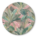 Glasbillede - Tropiske blade i junglen pink - Bloomery Decor - Round