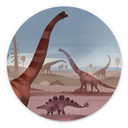 Vægcirkel Braun - I dinosaurernes land – print på aluminium (Alu-Dibond)