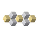 3D Hexagon Alu-Dibond sæt - Sølv og guld (sæt med 7)