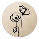 Obraz drewniany Line Art Two Poppies - Cats & Dotz - Round