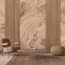 Papier peint marbré noble beige à rayures - papier peint intissé pour une ambiance élégante