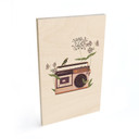 Retro radiowy kwiatowy Plakat drewniany - Frida Floral Studio