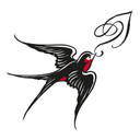 Sticker mural - Miami Ink - Hirondelle et ornement