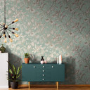 Blomstertapet non-woven Novamur Jackie grøn, guld