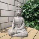 Statuette Bouddha Thai en pierre artificielle gris - 29x18x45 cm