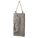 Buddha Wandskulptur - Asiatische Wanddeko aus Kunststein mit Seil - 41x78 cm