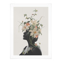 Plakat Frida Floral Studio - Sylwetka kobiety z kwiatami lilii