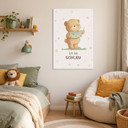 Alu-Dibond Wandbild mit lesendem Bär - Kraftsatz 'Ich bin schlau' für Kinder