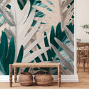 Floral GreenPalmetapet i grøngrå - non-woven tapet Designwalls 2 - 2,55 x 3,5 m