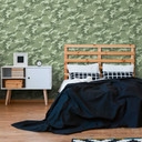 Camouflagebehang in groentinten - modern camouflagebehang