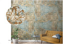 Vintage stil tapet Beige, Blå,Ornamental 2.70 x 1.59 m