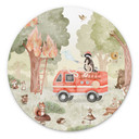 Wanddecoratie Dieren Brandweer in het Bos - Oliver Robins - Alu-Dibond - Rond
