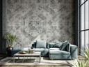 Papier peint photo Échantillons de tapis d'Orient vintage gris dans le style ethnique moderne 2,7 x 