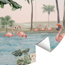 Fototapeta Kikki Belle - Flamingo Oasis - okrągła - tapeta flizelinowa/tapeta flizelinowa samoprzyle
