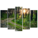 5 stykke lærredstryk, skovnaturvejlandskab