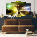 5 stykke lærredstryk Elephant Animal Road Storm