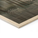 Houten Wanddecoratie wolkenbos bij een meer met reiger in het groen - Ms Tiff