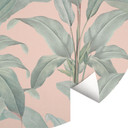 Fototapeta Tropical Leaves Pink - Bloomery Decor - okrągła - samoprzylepna/nie tkana