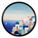 Plakat Domy na Santorini - Rzeki - Okrągły