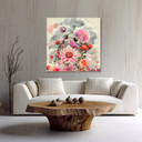 Leinwandbild Bunte Blumen mit Kolibris