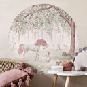 Adesivo murale Bosco incantato con unicorni - Kikki Belle - Tondo