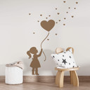 Wallsticker Pige med hjerteballon