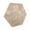 Sekskantet Billede af træ vilde blomster i kridtlook beige - Bloomery Decor