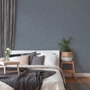 effen behang met glans blauw - vliesbehang met textiel look 