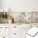 Stænkplade til køkken Tropisk idyl med kolibri abrikos - Bloomery Decor