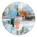 Wanddecoratie Abstract Kleurenspel Blauw Oranje - Cheney - Alu-Dibond Rond