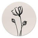 Billede af Line Art Poppy - Cats & Dotz - rund – print på aluminium (Alu-Dibond)