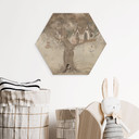 Houten Wanddecoratie met zeshoekige magische boomhut met feeën - Ms Tiff