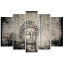 5 stykke lærredsprint, Buddha Zen Feng Shui grå