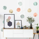 Wallsticker Sticker - Akvarel cirkler i pastel farver - 102x107 cm - 25 dele