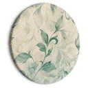 Rundes Leinwandbild Botanisches Aquarell-Motiv: Zarte grün-beige Blätter