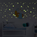 Wallsticker Bjørn, måne og stjerne (blå) som er selvoplysende i mørke - vægprint
