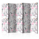 Paravent Séparation de pièce - Flamants roses dansants, 3 pièces